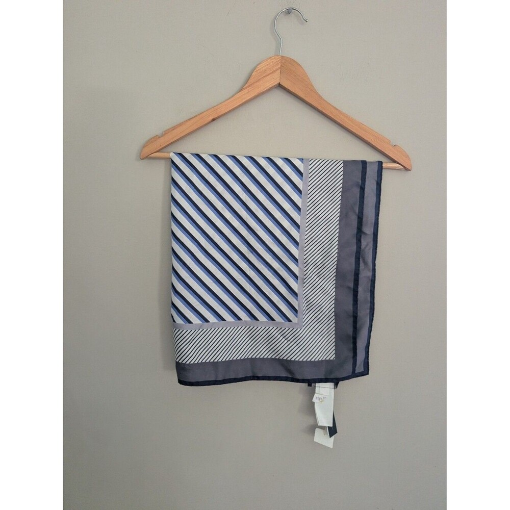 Banana Republic Silk Blue Gray Stripe Scarf